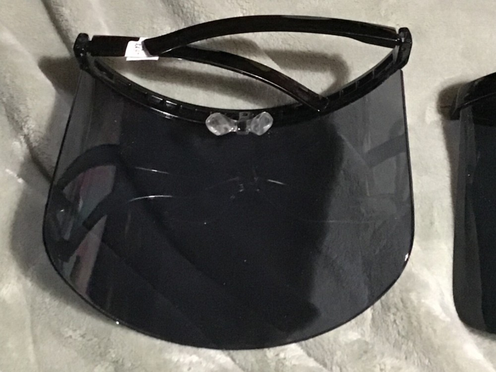 2 black plastic face shields new with tags