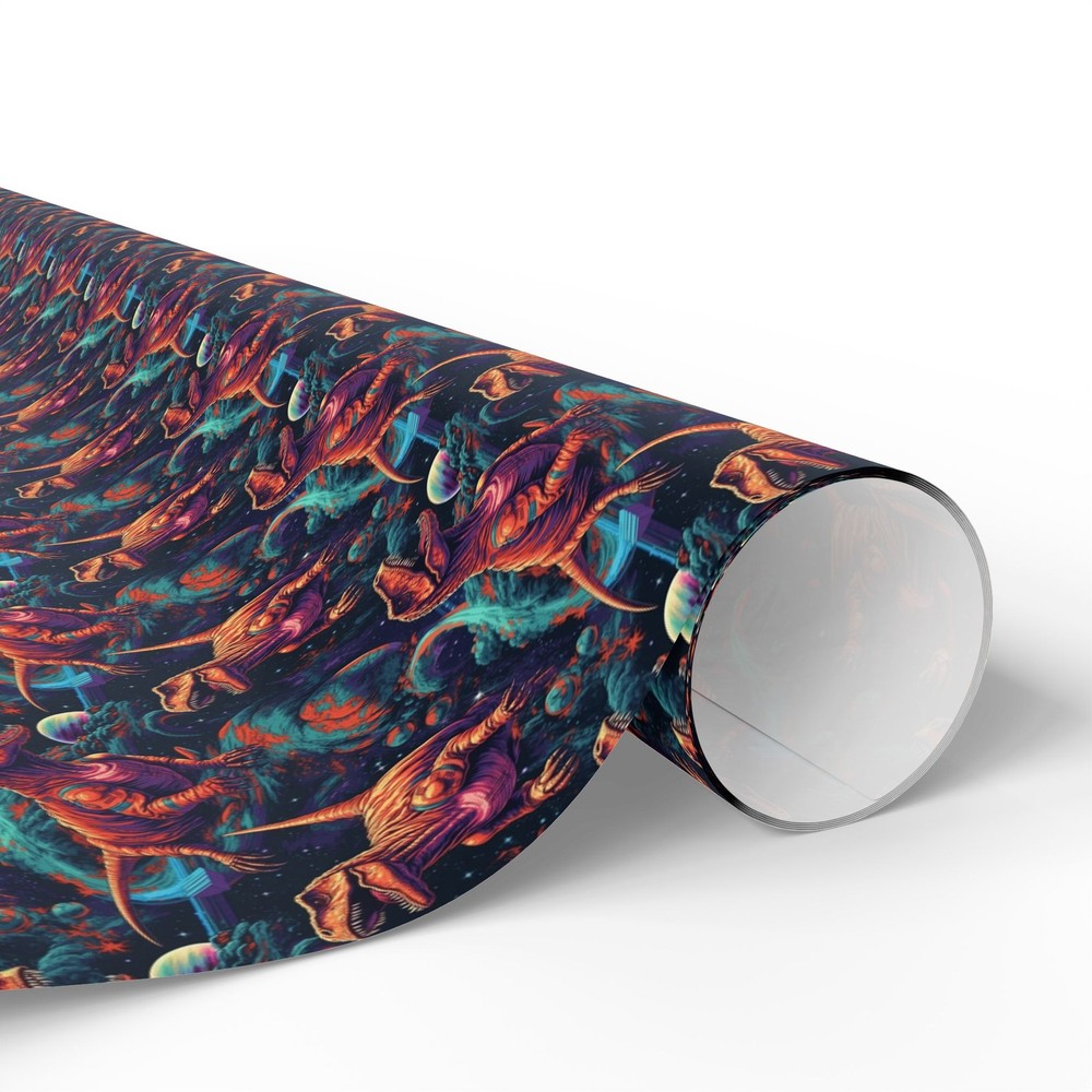 Dinosaurs in Space Wrapping Paper Fun Sci-Fi Gift Wrap