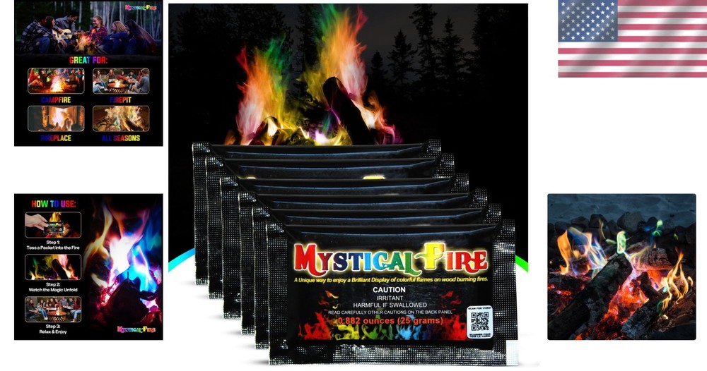 Enchanting Color Changing Fire Packets for Magical Campfire Experiences - 6 Pack