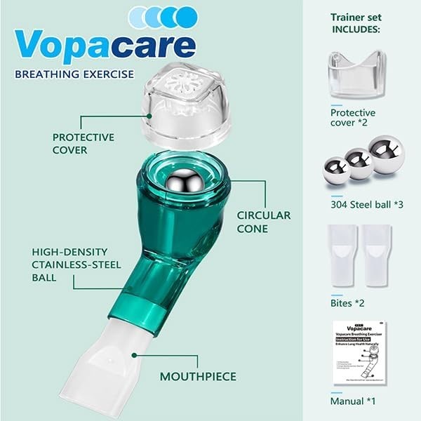Flutter Valve Breathing Exercise Device for Lungs, Mucus Removal & Lung Stren...