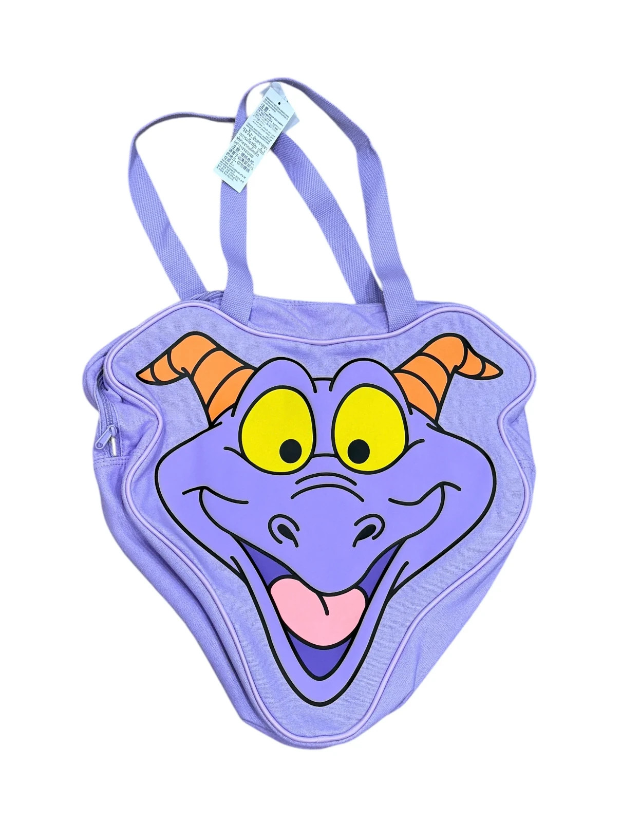 New Disney World Figment Face Canvas Bag Jumbo Tote Zip-Top Purple