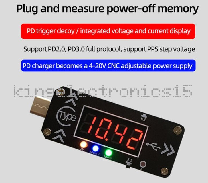 USB Charging Trigger Charger Voltmeter Ammeter PD2.0 PD3.0 Type-C for PD Charger
