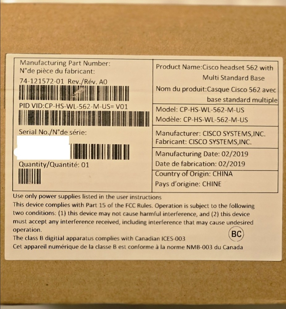Cisco Headset 562 with Multi Standard Base - CP-HS-WL-562-M-US