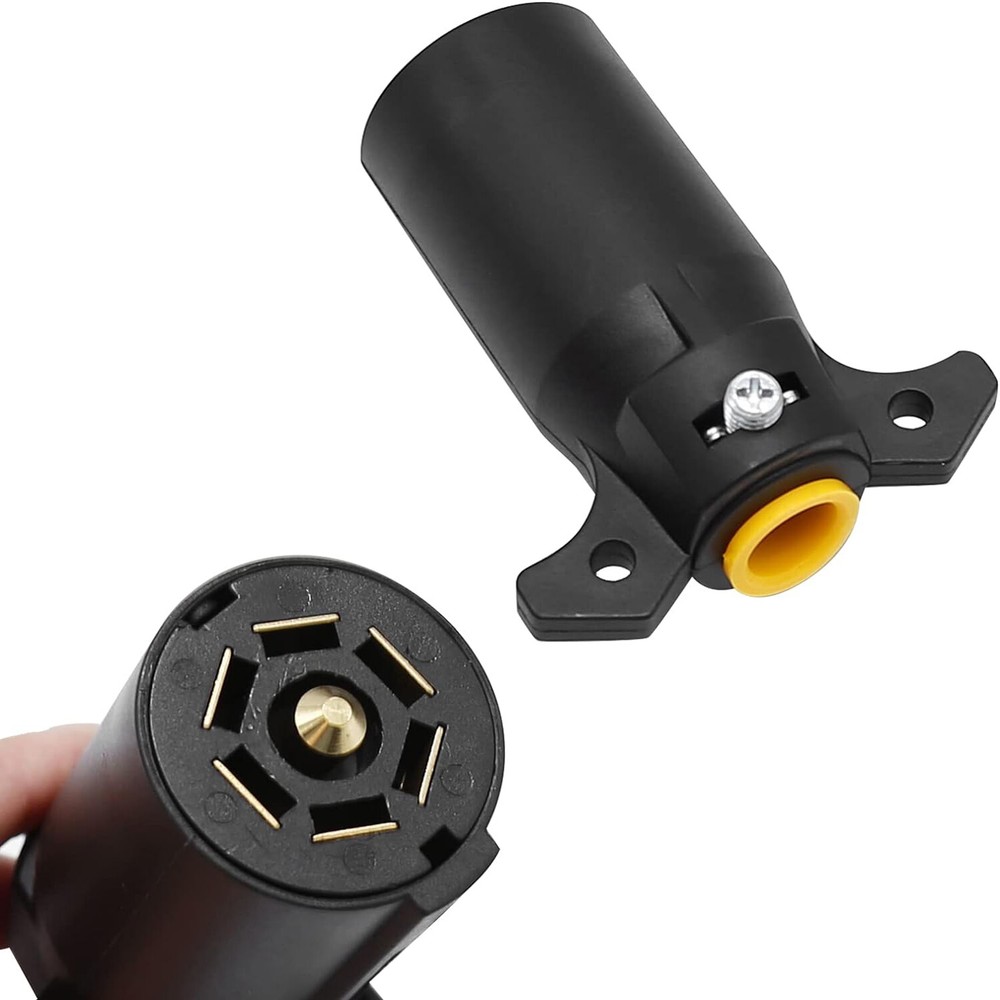 Pair 7 Way Round RV Style Trailer Light Plug Connector Replacement End Blade
