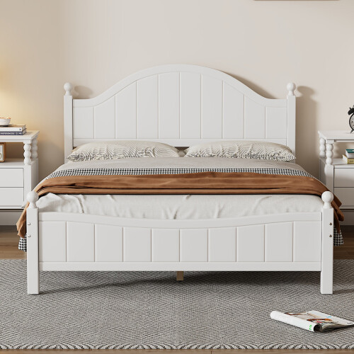 Full/Queen/King Size Platform Bed Solid Wood Bed Frames w/ Headboard & Footboard