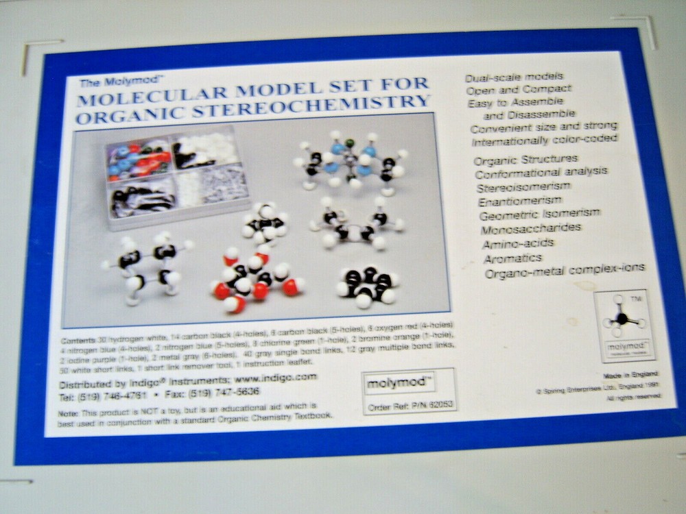 The Molymod Molecular Model Set for Organic Stereochemistry Chemistry Atom