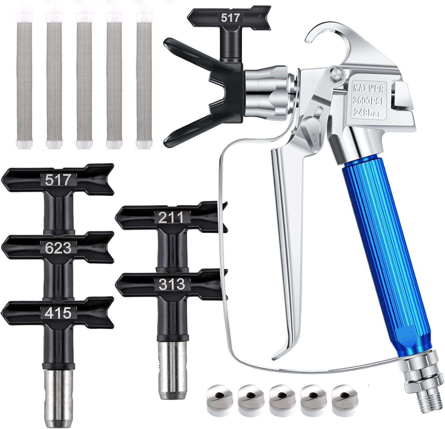 12 Pcs Airless Paint Sprayer Gun with Nozzle Guard Spray Tips and Airless Paint