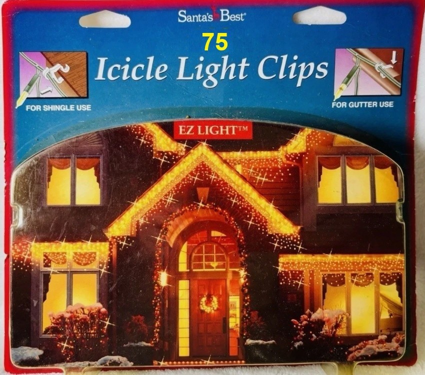 75 SANTA'S BEST ICICLE LIGHT CLIPS SHINGLE OR GUTTER CHRISTMAS STRING LIGHTS