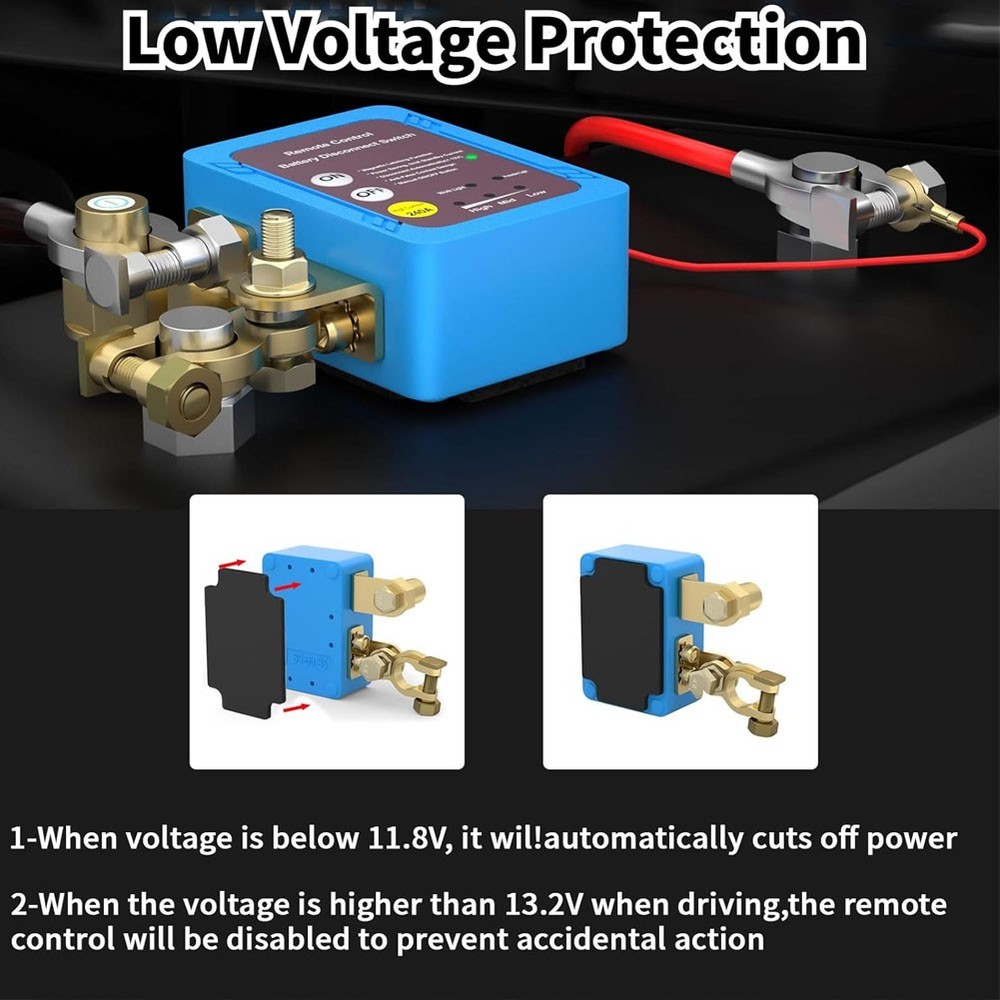 12V Car Remote Battery Disconnect Smart Voltage Kill Switch Automatic Power Off
