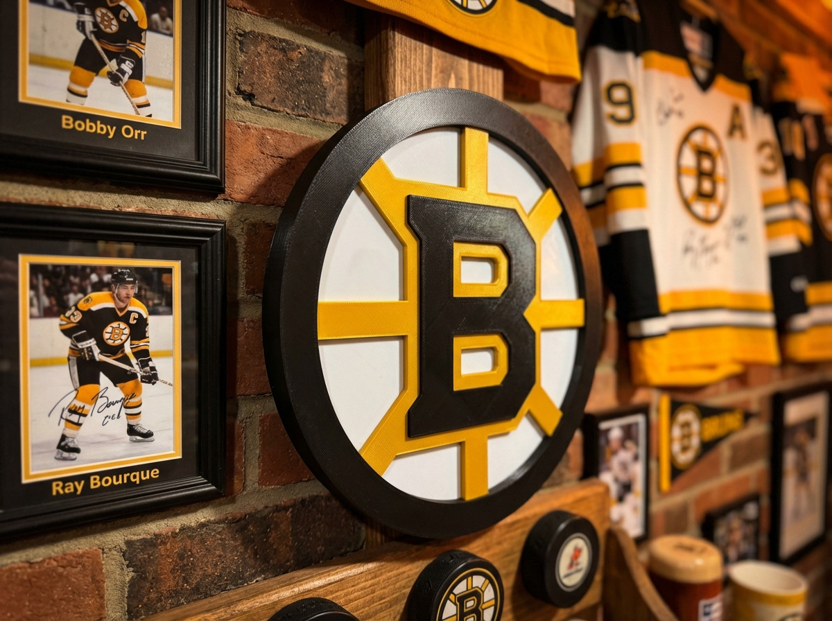 Boston Bruins 3D Wall Sign NHL Hockey Decor Black & Gold Man Cave