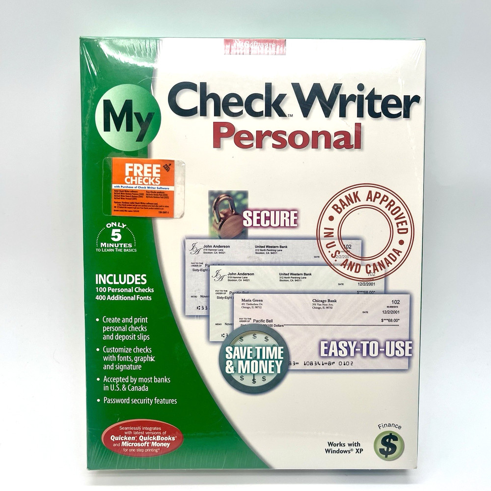 MySoftware My Personal Check Writer Create & Print Personal Checks Windows XP