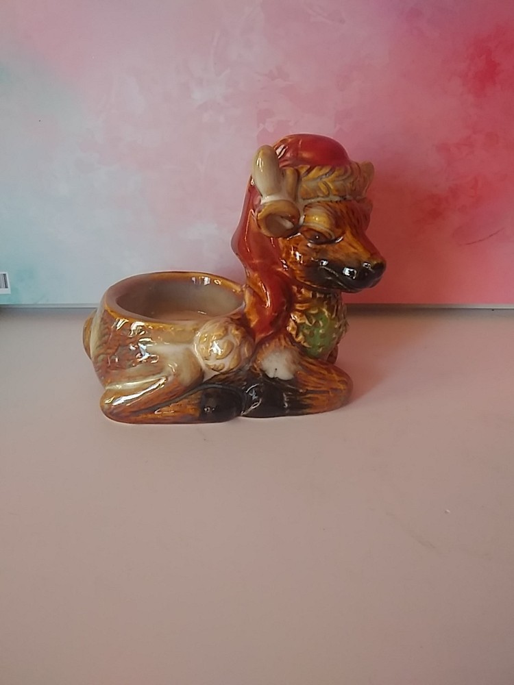 Vintage Glazed Deer Tealight Holder