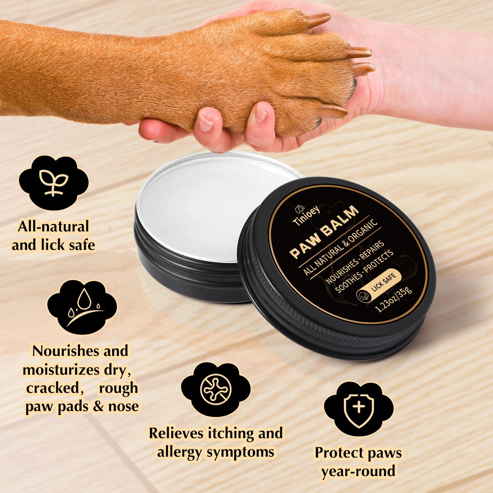 Natural Dog Paw Balm Nose Moisturizer | 2 Pack Paw Protector Soother