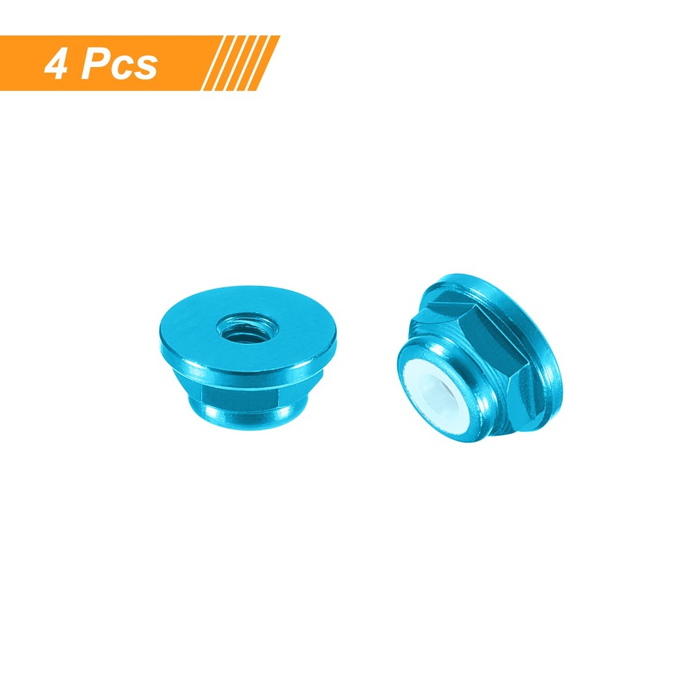 Nylon Insert Hex Lock Nuts, 4pcs - M2x0.4mm Self-Locking Nut(Sky Blue)