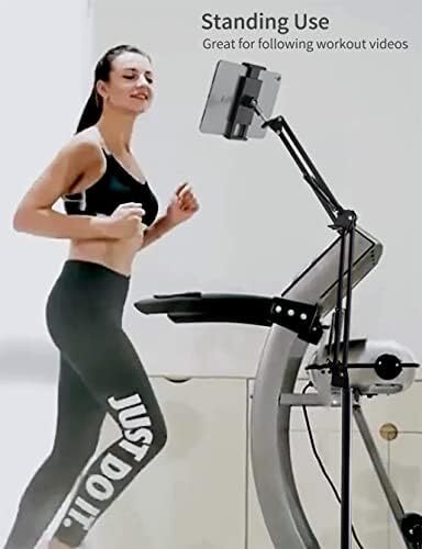 Adjustable Tablet Floor Stand with Weighted Base and Stretchable Arm for Devices