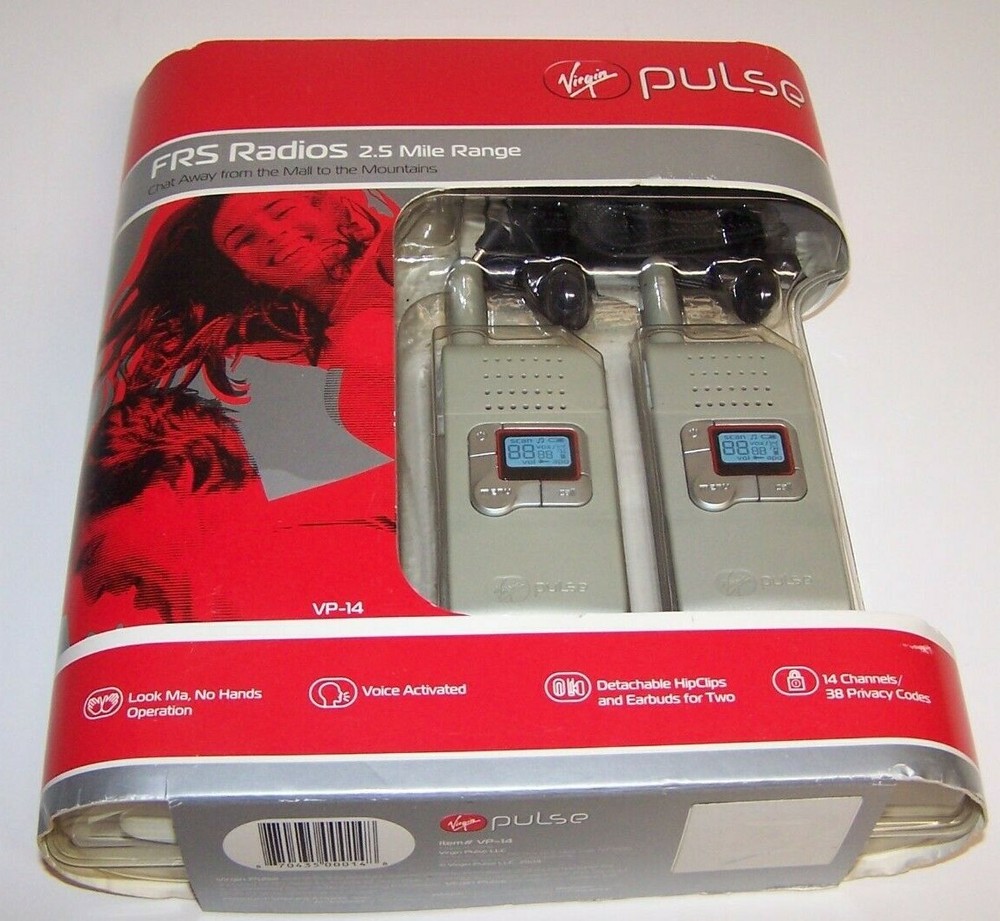 Virgin Pulse FRS Radios 2.5 mile Range NIP