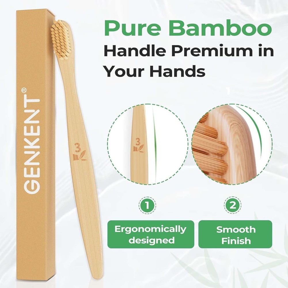 Bamboo Toothbrushes 12 Pack Biodegradable Soft Medium Charcoal Bristles
