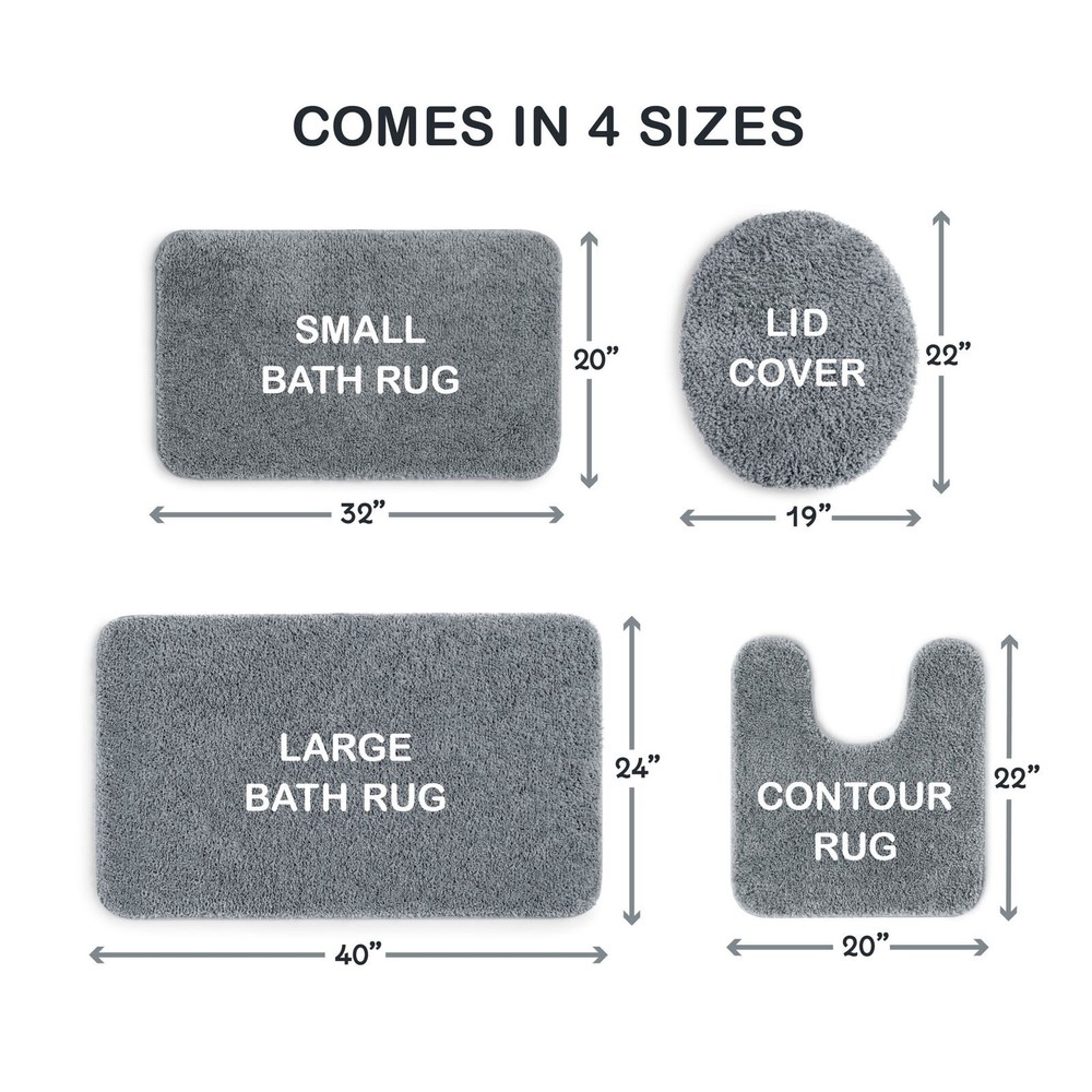 24" X 40" Polyester Bath Rug Skid Resistant Non-Slip Backing Basic Everyday New