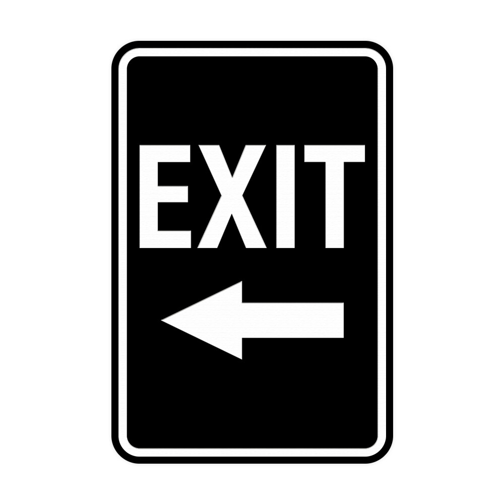 Portrait Round Exit Left Arrow Sign