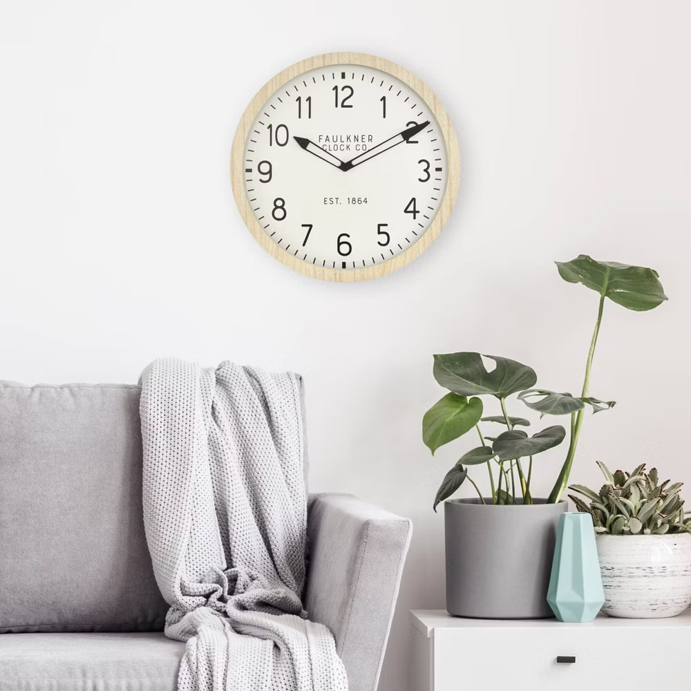 16" Wall Clock Wood - Threshold
