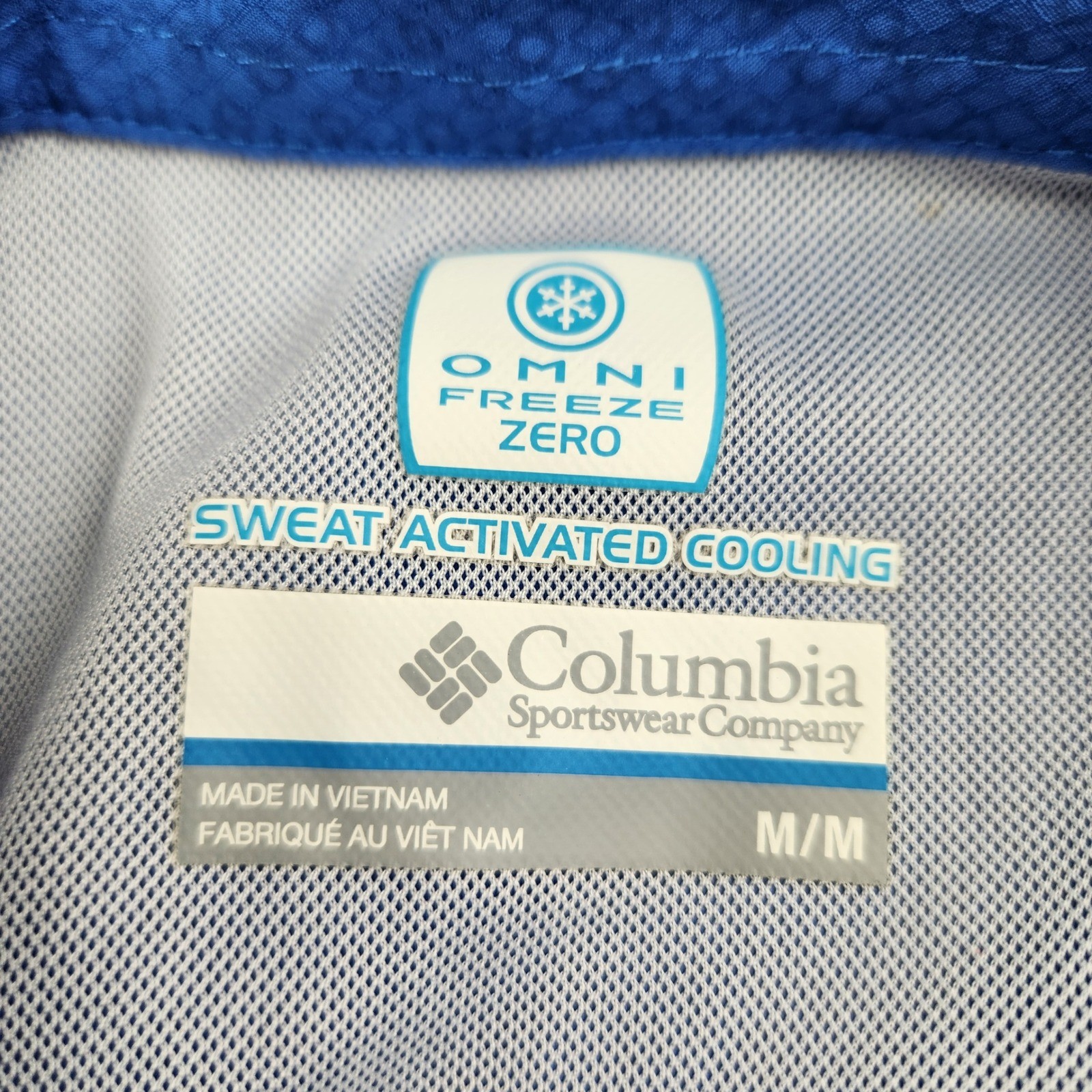 Columbia Men's Omni Freeze Zero Long Sleeve Shirt Blue M Sweat Activated Cooling