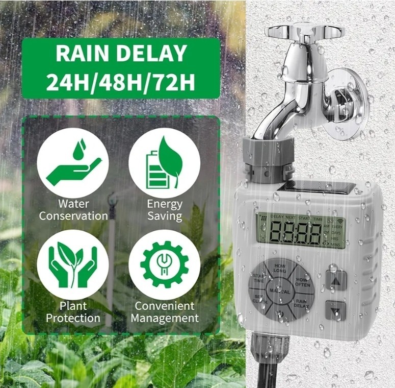 Sprinkler Timer Programmable Irrigation Water Timer for Garden Hose Solar/Batt