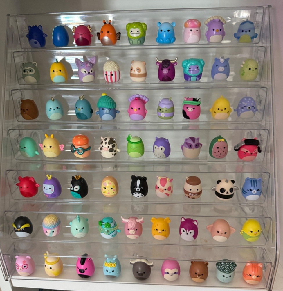 CLEAR ACRYLIC DISPLAY CASE FOR COLLECTABLES! ....HOLDS 91 SQUISH A LONGS!