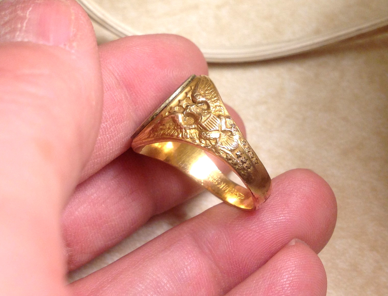 1920s US Citizens Military Training Camps RGP 14K Gold Shell Men's Ring SZ 10.25