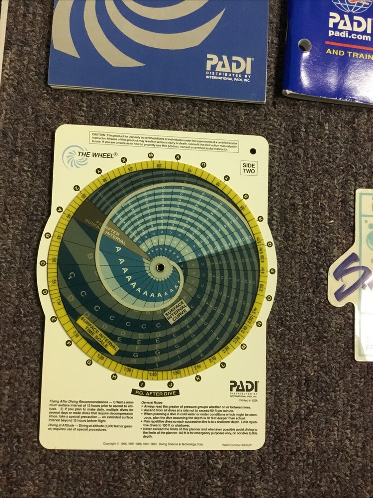 PADI DIver Manual, Wheel, Data Carrier, Log Pack 1990-93