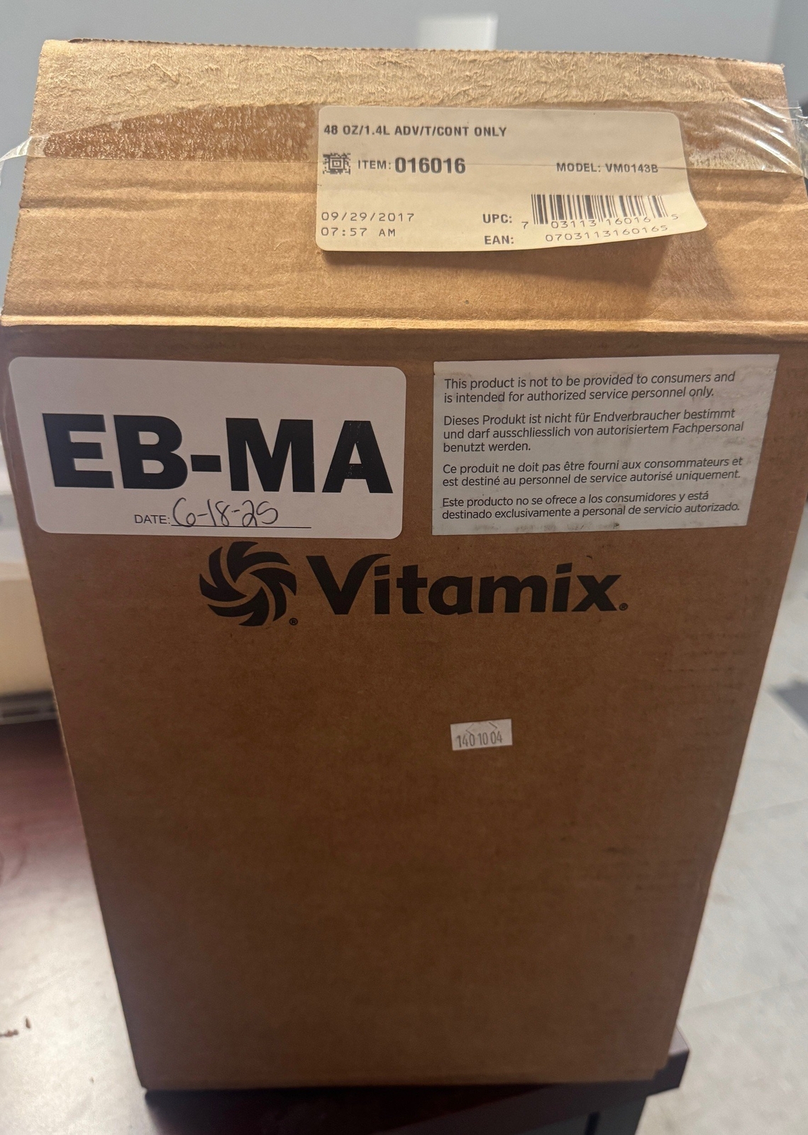 NEW VITA-MIX 01016 48OZ. CLEAR DELUXE TRITAN COPOLYESTER BLENDER JAR