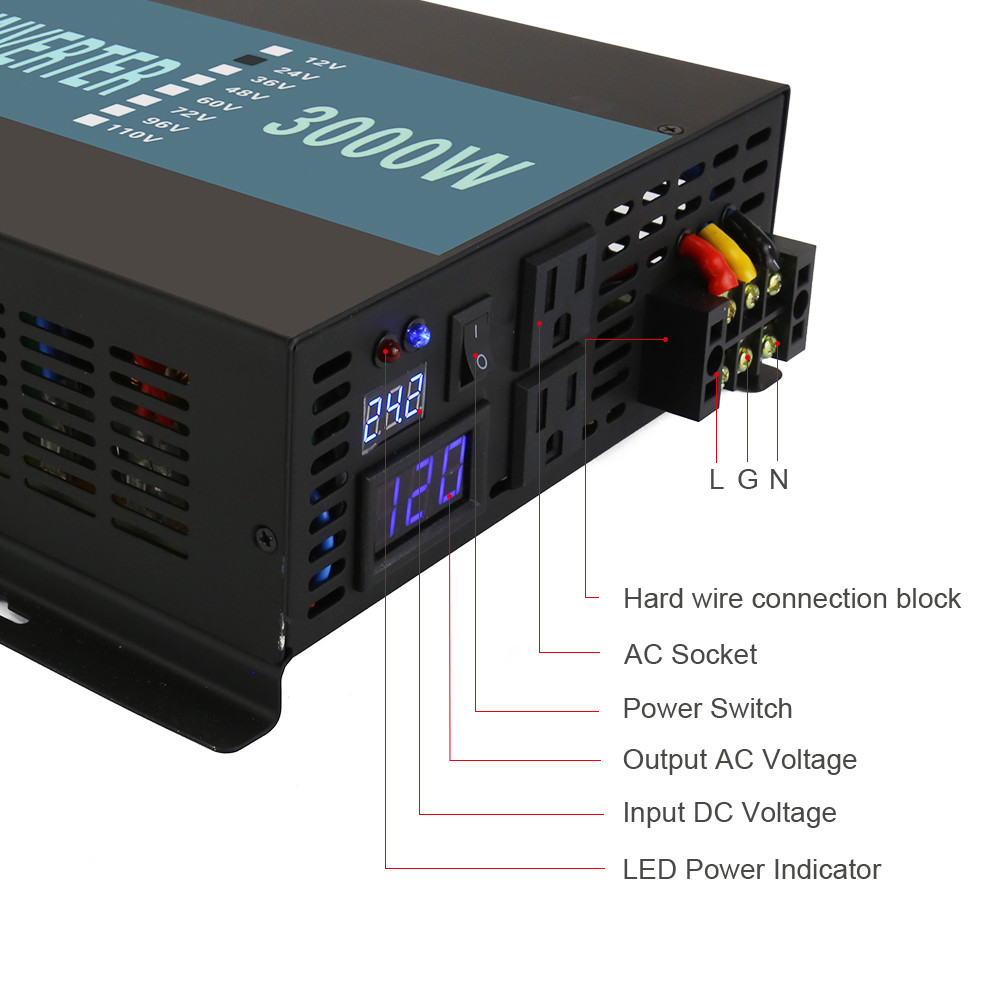 Reliable Pure Sine Wave Power Inverter 2500w 3000w 3500w 4000w 12V 24V Converter