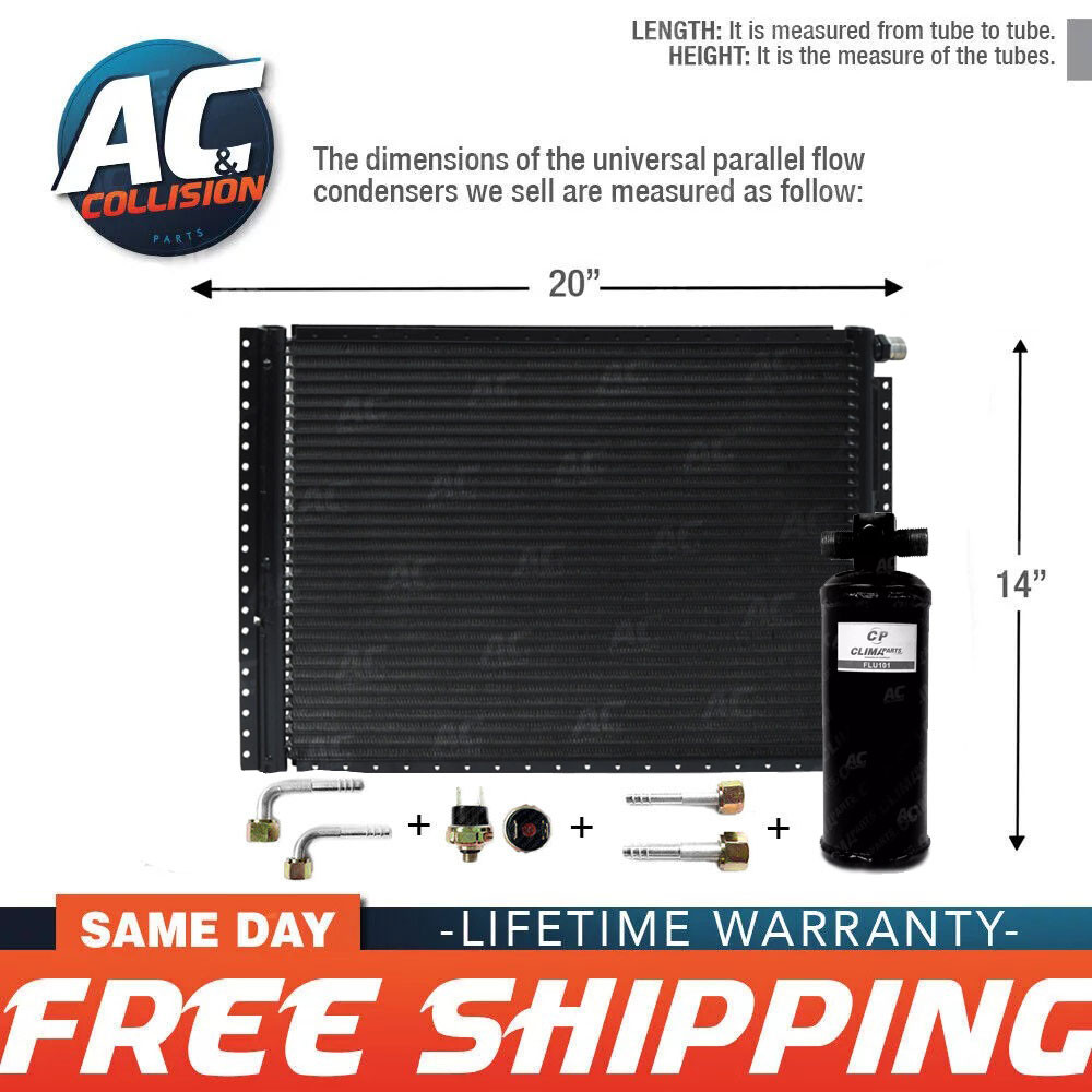 CNFP1420KT Kit A/C Universal Condenser Parallel Flow 14 x 20 with Receiver Drier