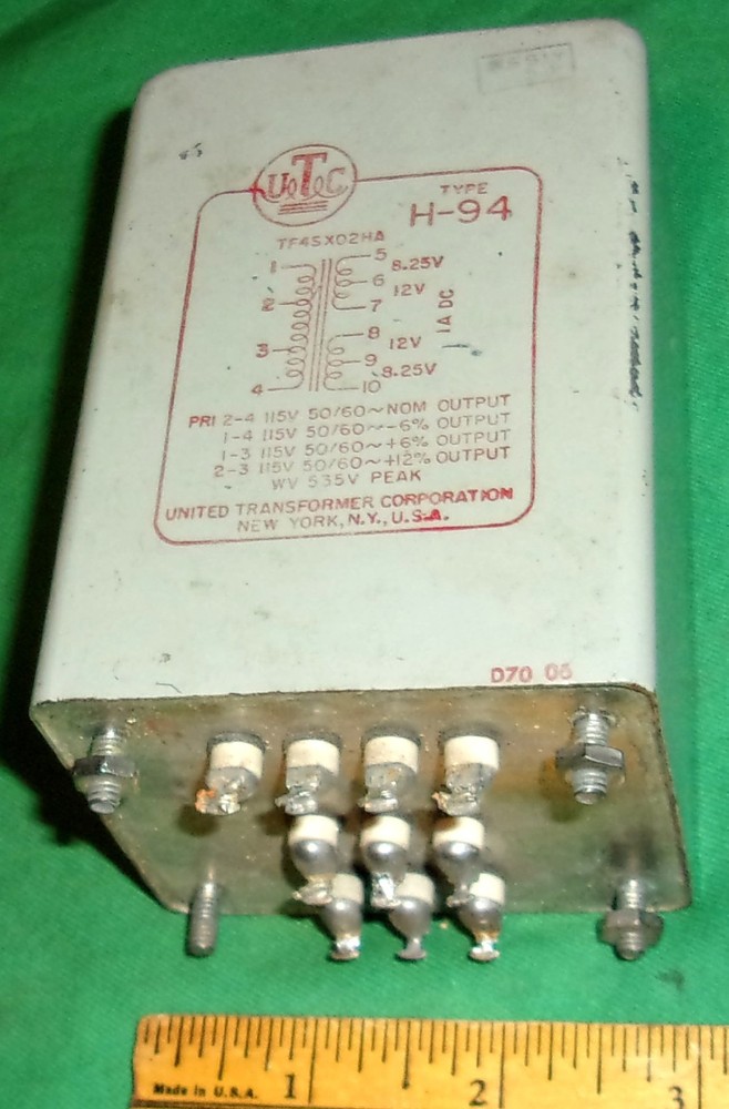 UTC H-94 Silicon Rectifier Transformer Good Clean Condition Tests OK! (1960)