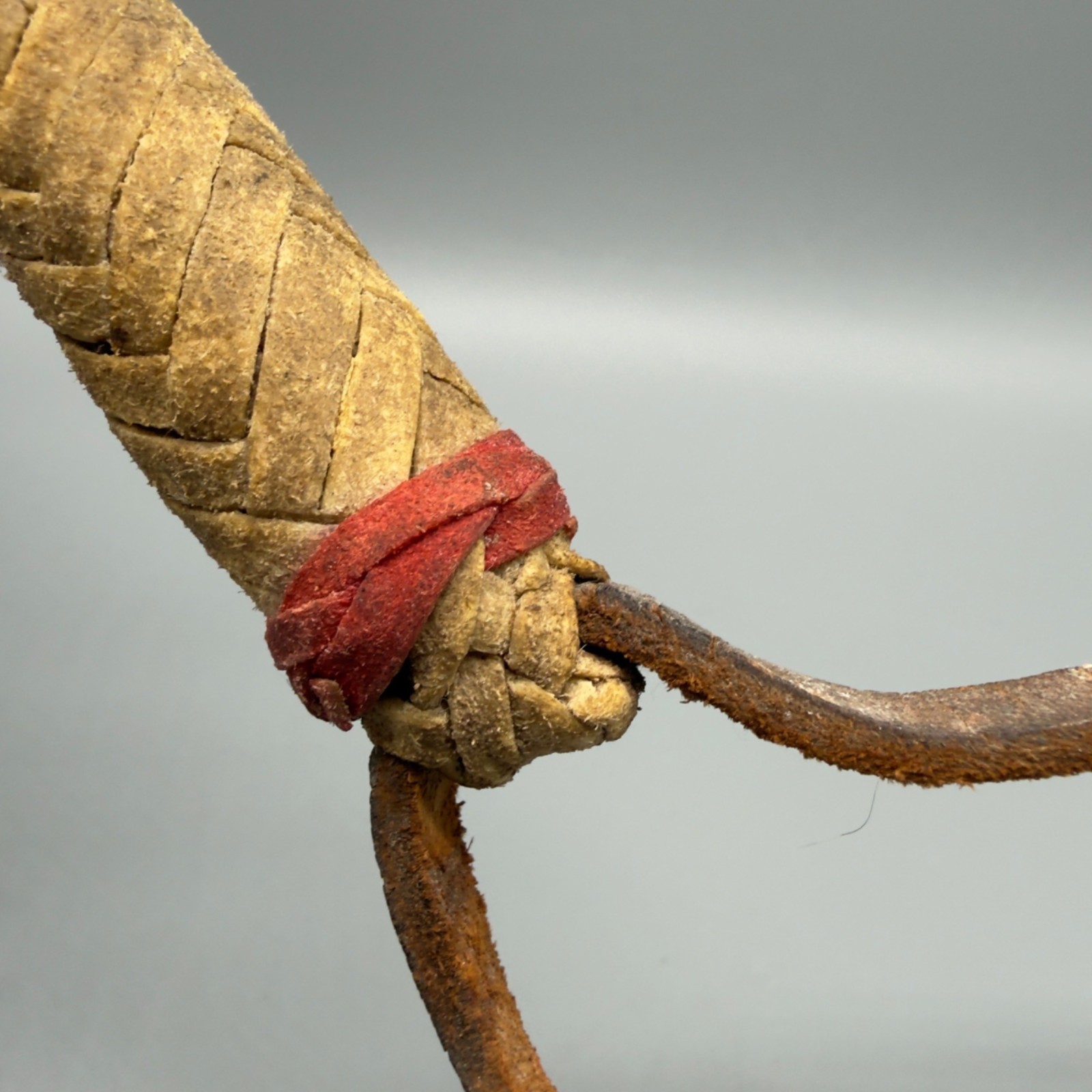 Vintage Western Leather Braided Horse Quirt Whip Cowboy Tack Rodeo Decor