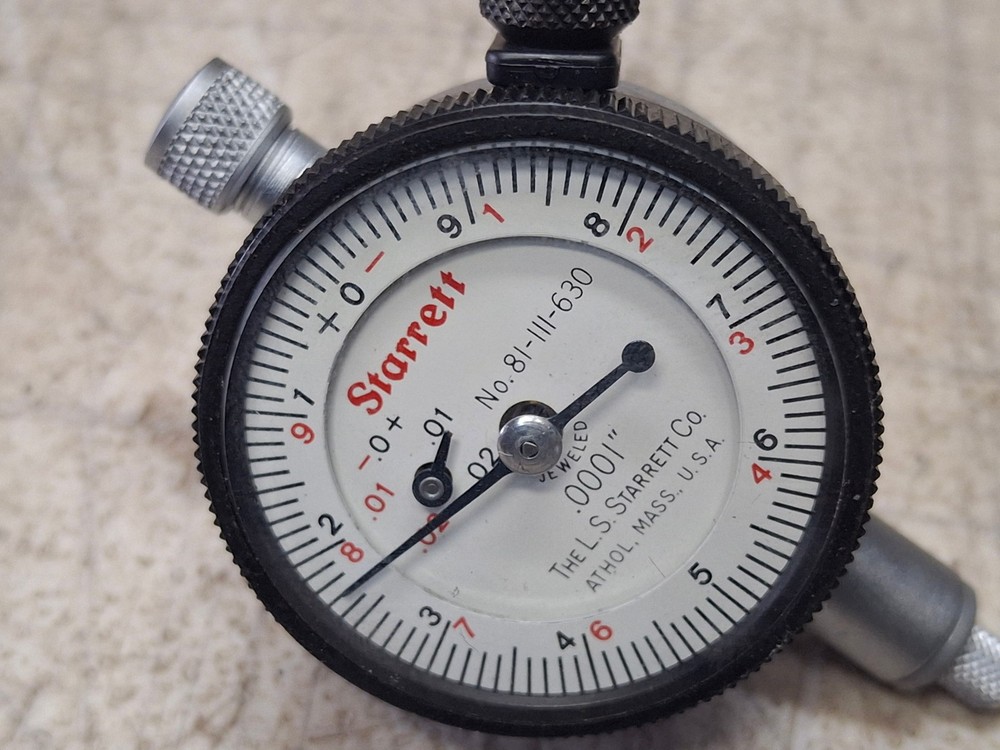 Starrett 81-111-630 Dial Indicator with Double Row Figure 0-.025" Range .0001"