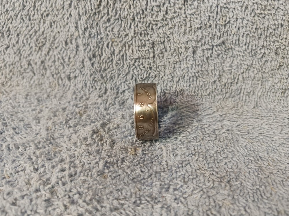 1998 90% Silver Half Dollars coin ring handmade size 12