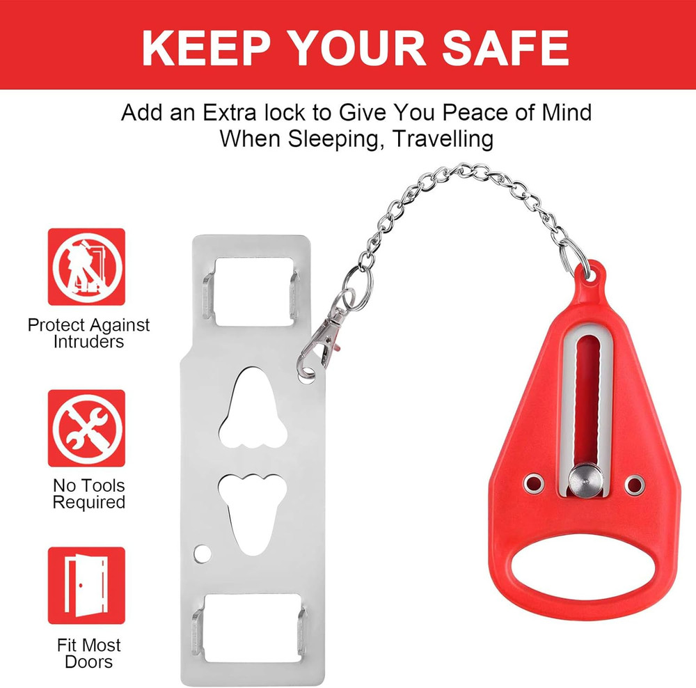 Portable Door Lock-2 Pack Solid Heavy Duty Extra Lock for Additional Privacy and