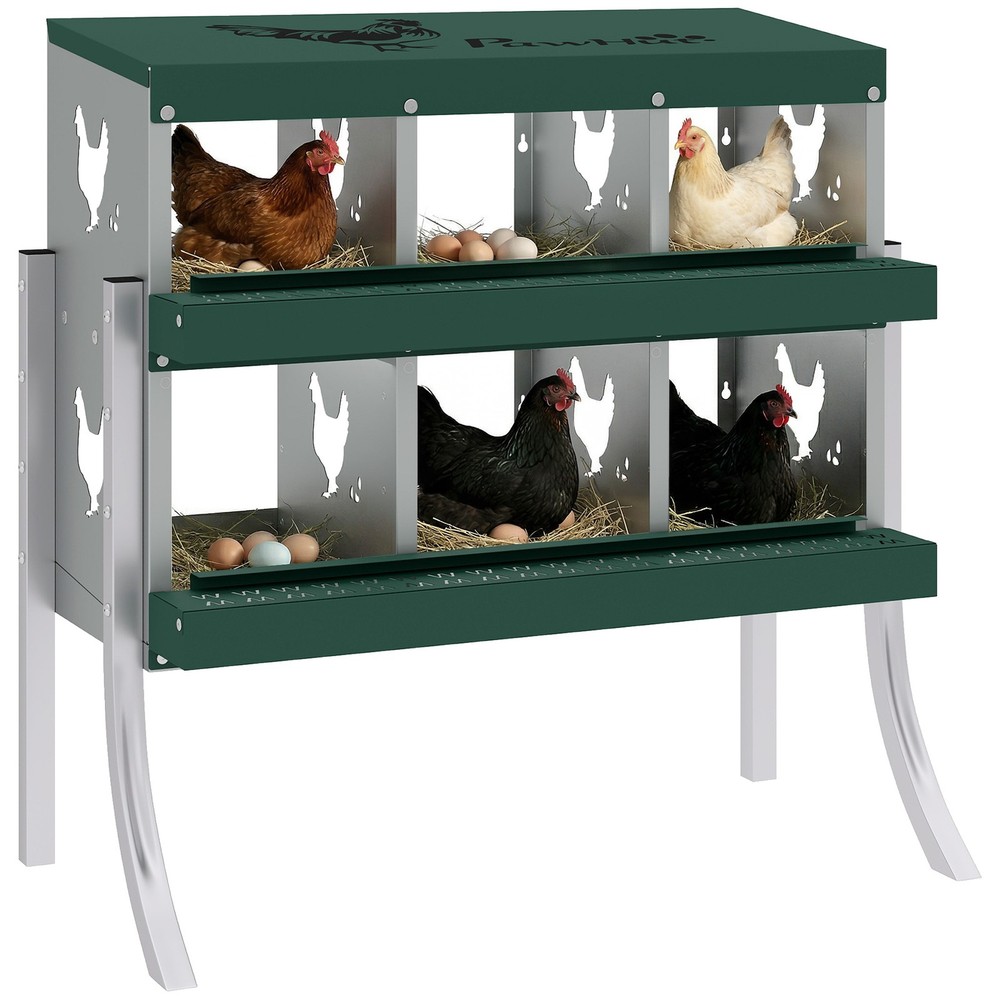 Chicken Nesting Boxes, 6 Compartment Steel Nesting Boxes for Chickens
