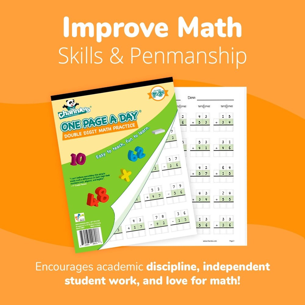One Page A Day Double Digit Math Problem Workbook for 1st Graders, 2nd Grader...