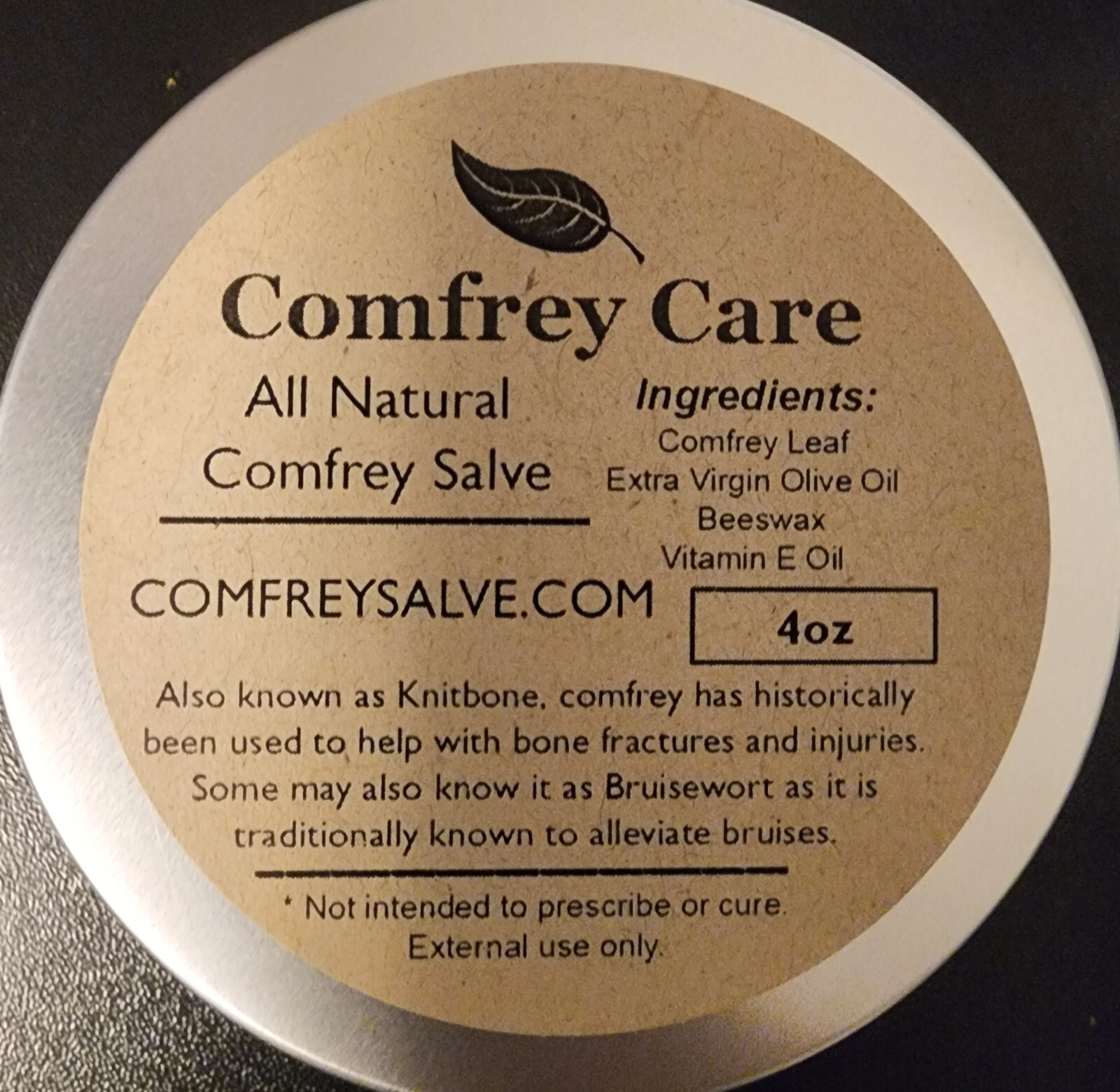 Organic Comfrey Salve | Joint/Muscle Aches, Sprains, Bruises, Itchy Skin, Eczema