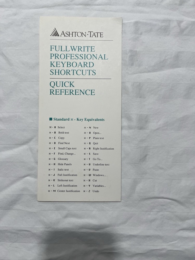 Vintage Mac Apple Software Ashton Tate FullWrite Professional. Complete