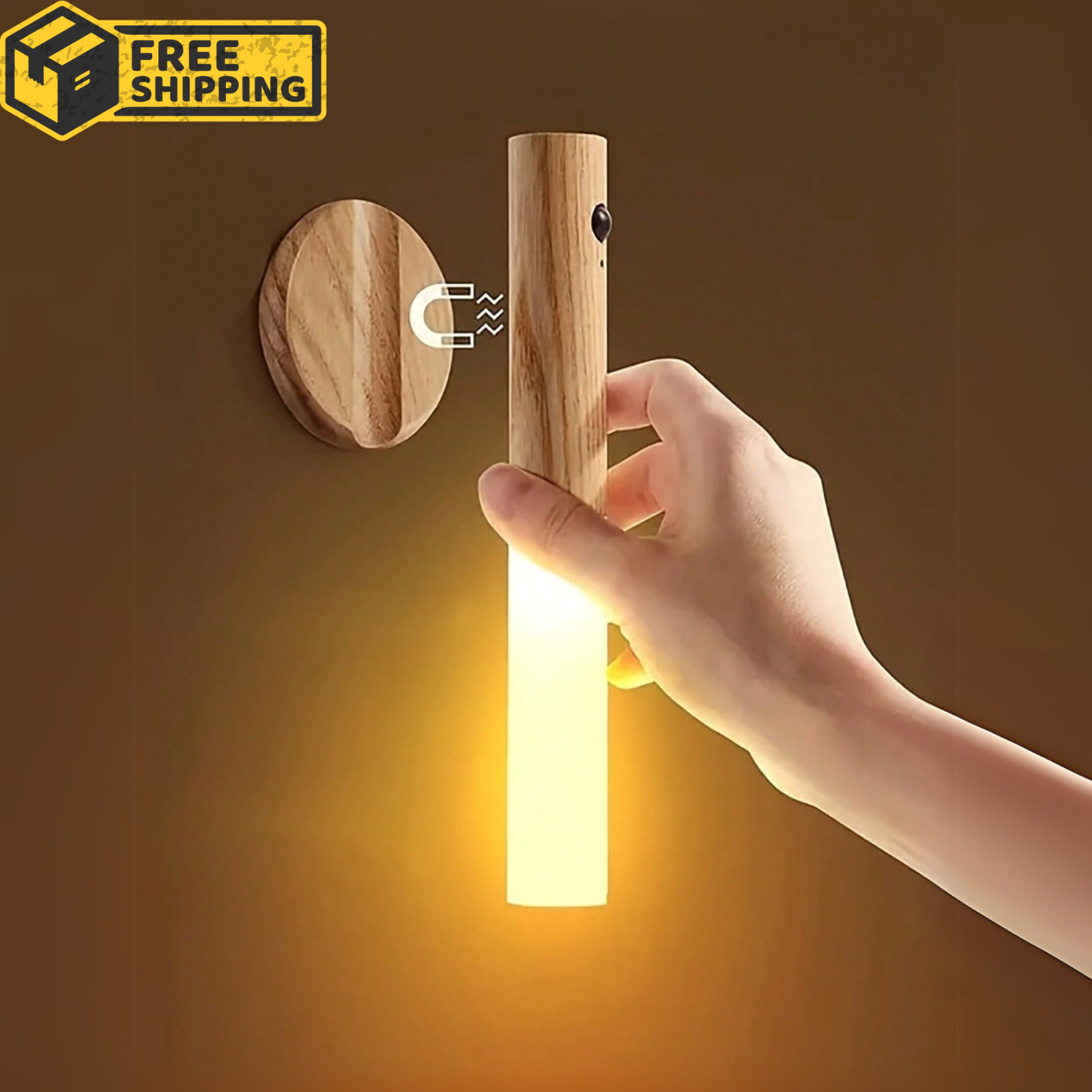 Motion Sensor Night Light Magnetic Wall Lamp USB Rechargeable LED Stick-On Light