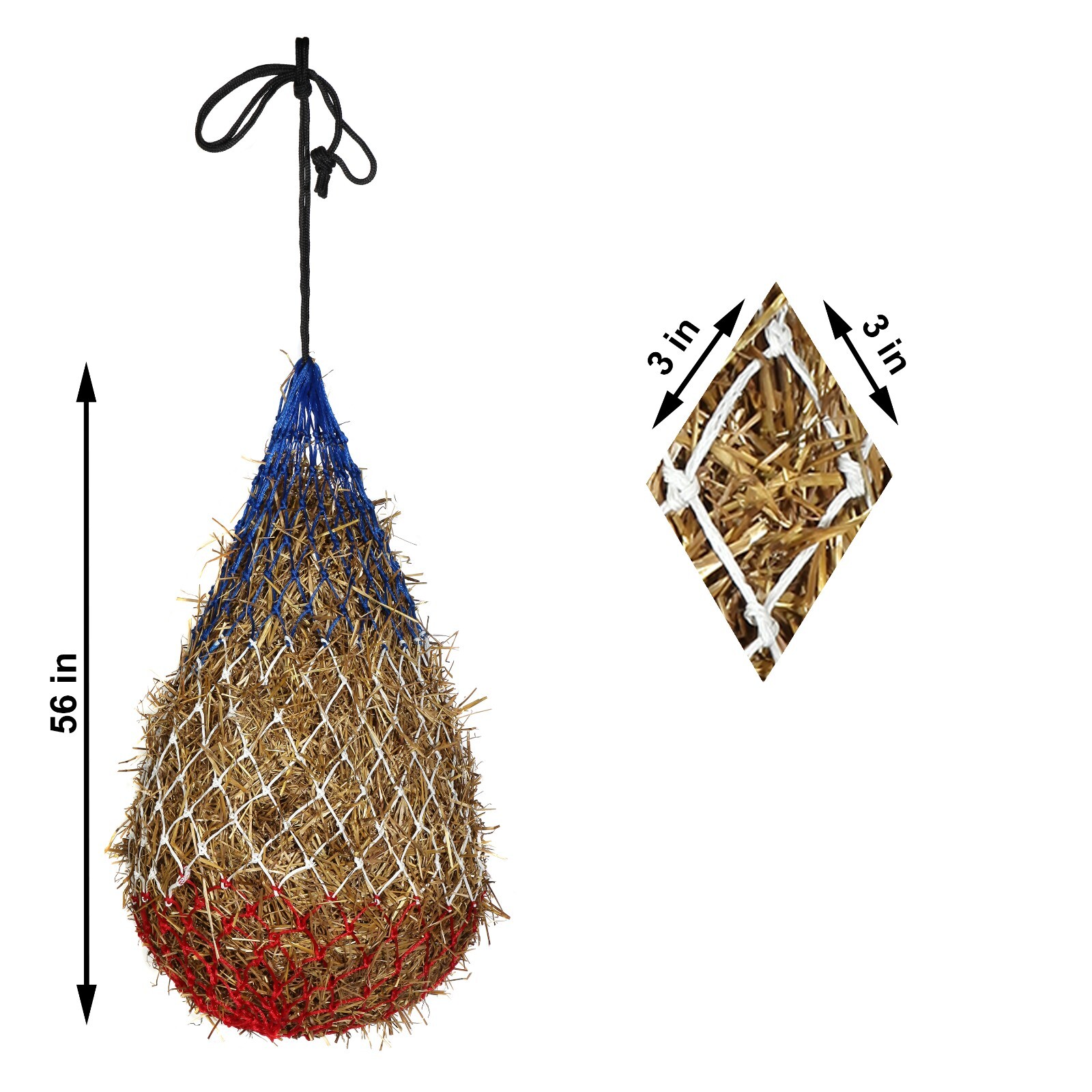 Majestic Ally 2 pcs Slow Feed 56” Hay Net with soft 3"x3" hole