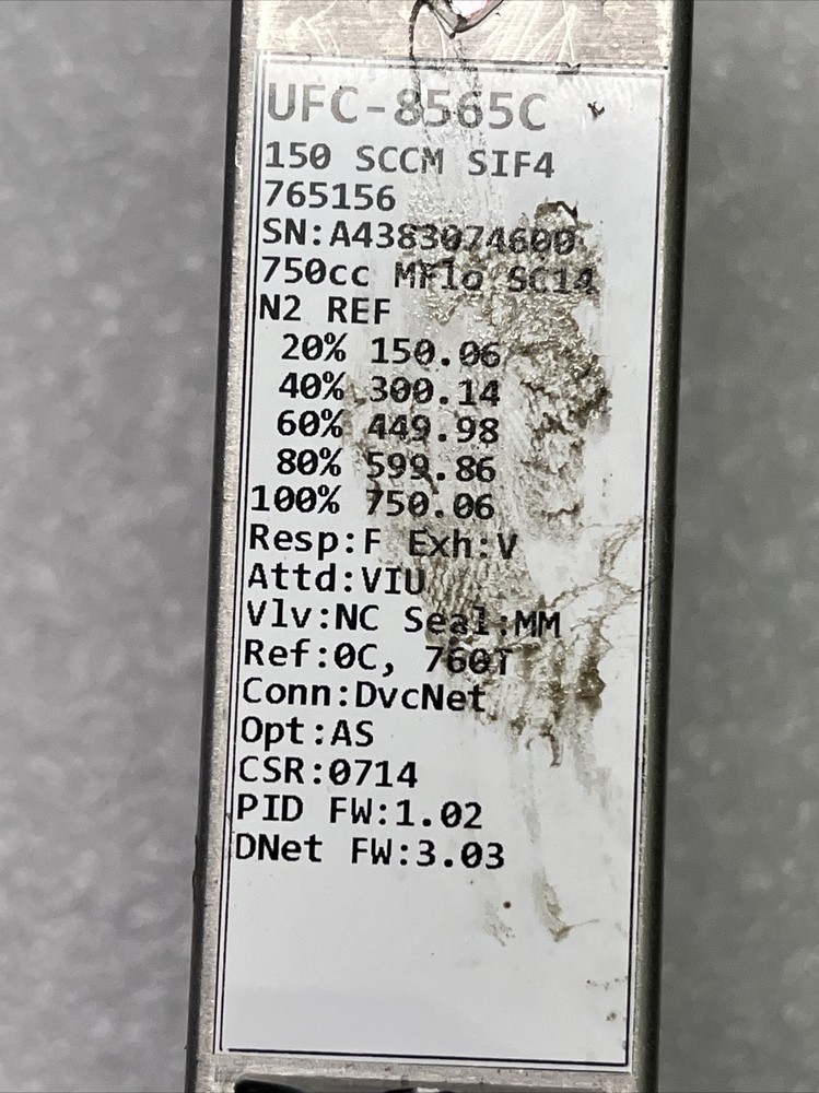 Celerity Unit UFC-8565C SC14 150SCCM SIF4 Mass Flow Controller