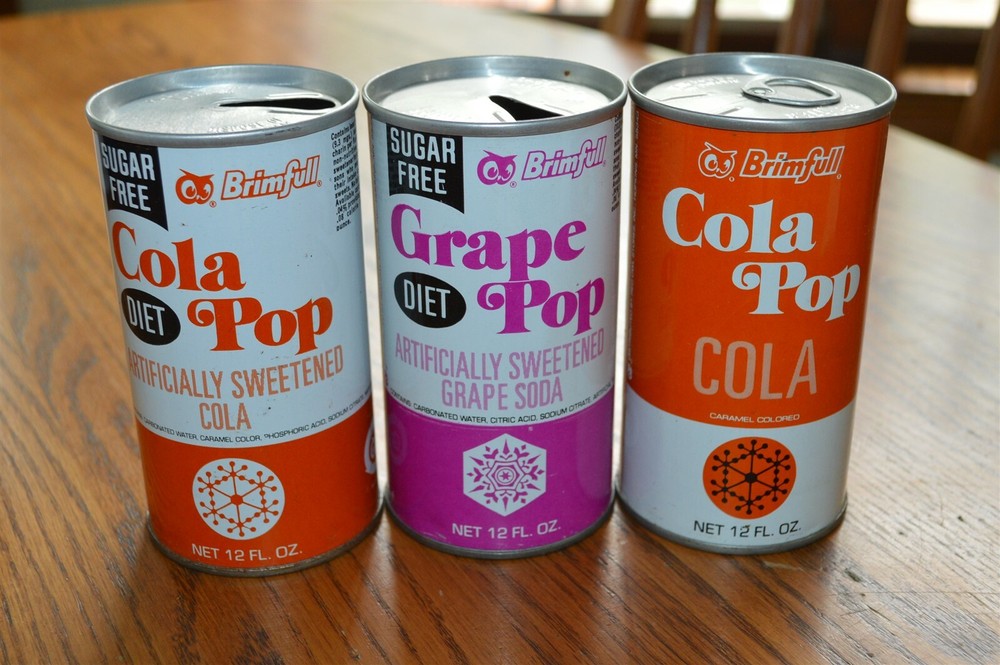 3 Different Red Owl Brimfull Pop Cans