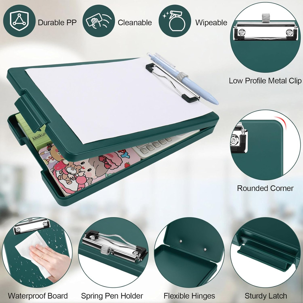 Small Clipboard with Storage, A5 Clipboards with Pen Holder, Mini Plastic Cli...