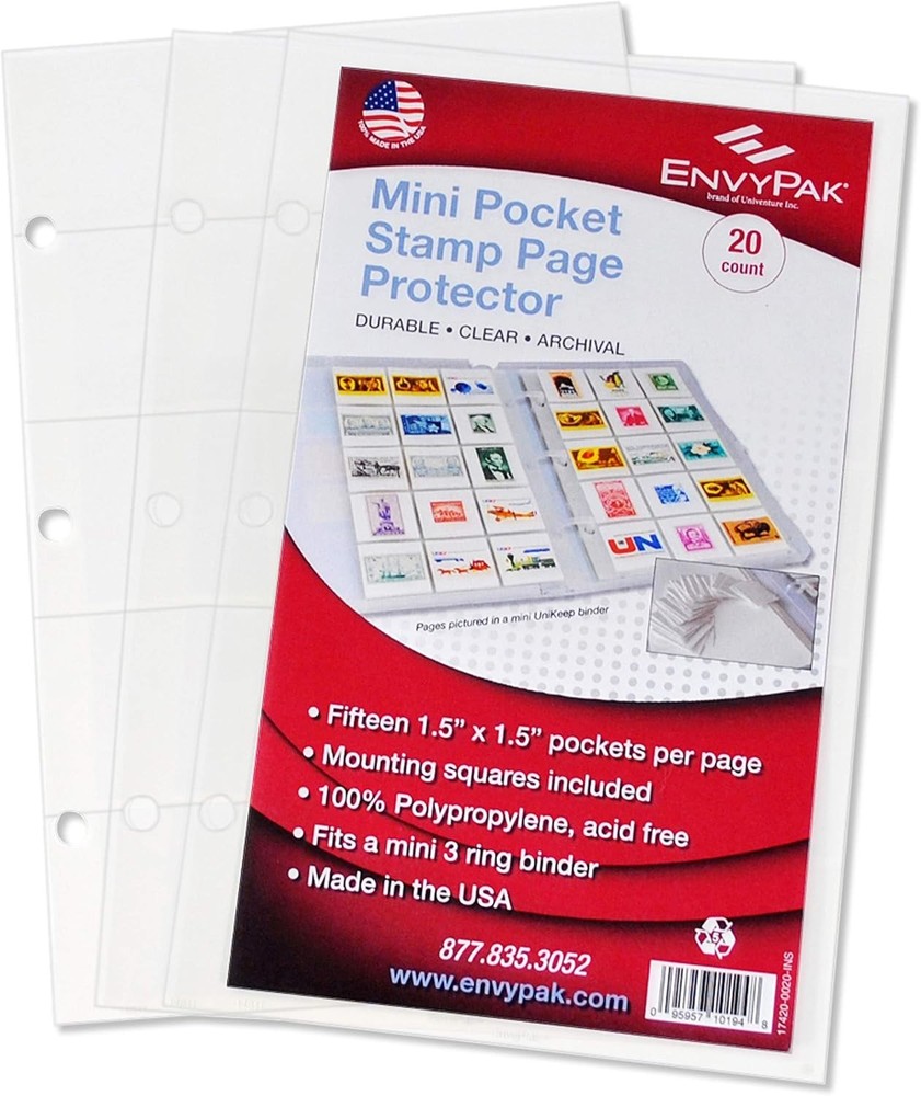 20 Pack Small Stamp Collector Refill Pages