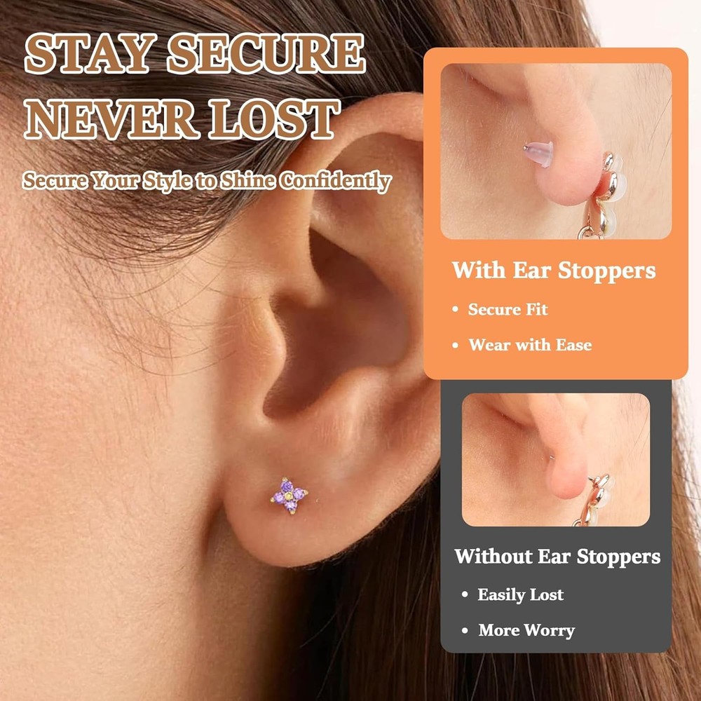 Rubber Earring Backs Soft Clear Earring Backings for Studs Hypoallergenic Silico