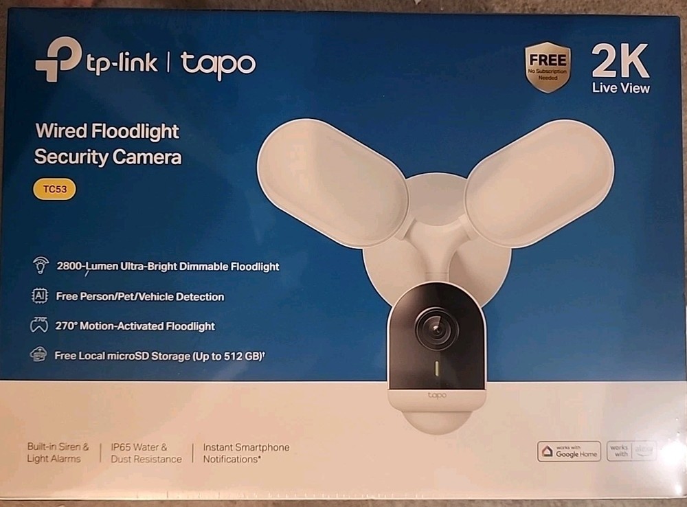 TP-Link Tapo 2K Floodlight Camera Outdoor Surveillance Security Wired