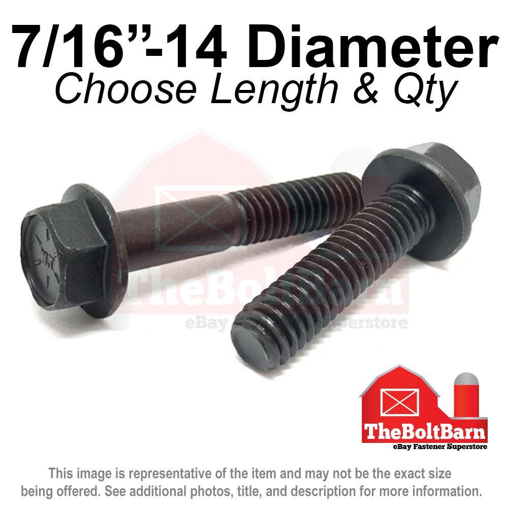 7/16"-14 Grade 8 Hex Flange Screws Frame Bolts Phos Oil (Pick Length & Qty)